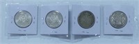 FOUR 1958-1961 CANADIAN 50 CENT COINS