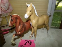 2 PLASTIC HORSES