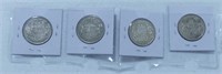 FOUR 1940, 1941 CANADIAN 50 CENT COINS