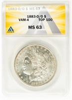 Coin 1883-O/O Morgan Silver Dollar-ANACS-MS63