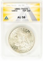 Coin 1880/79-O VAM4 Morgan Dollar ANACS AU58