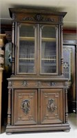 Henri II Style Hunt Motif Oak Bookcase.