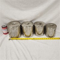 4 Stainless Steel Kitchen Canisters Containers Set