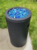 Gas Powered Fire Pit with Blue Glass