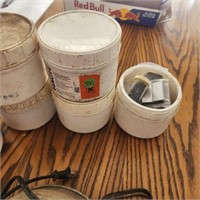 6 Containers with crews nails and misc