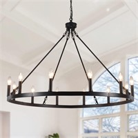 **READ DESC** ZJVAIVE Black Wagon Wheel Chandelier