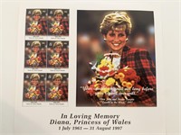 Diana Princess of Wales commemorative stamp set