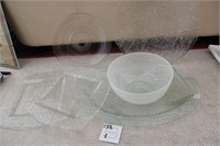 Printed Glass Serving Trays and Bowl