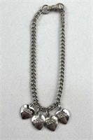 925 Silver Vintage 1970s Sorority Charm Bracelet