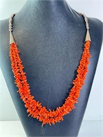 29" Lg Sterling Vintage Branch Coral Necklace 76 G