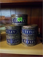 Lot of 5 Vintage Tetley Tea Bag Tin Can Containers