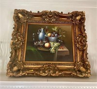 lakn signed canvas painting with ornate frame