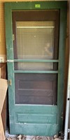 Green screen door 35”X83” & Oak wood door