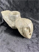 Stone Human Bird Effigy Pipe