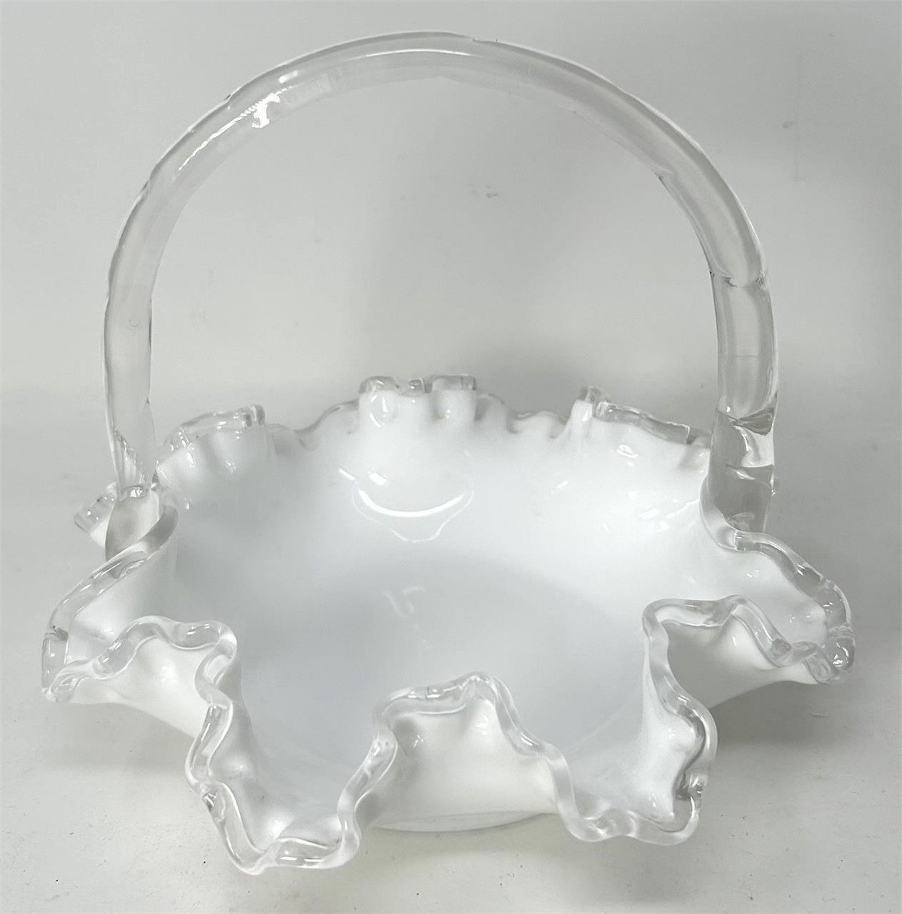 Fenton Silver Crest Ruffled Basket