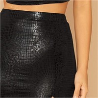 *Women's Black Snake Embossed Skirt-M