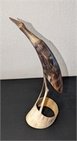 Vintage Heron Crane Bird Figurine Horn Carving