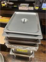 5 ASSORTED 10X12 SS PANS WITH LIDS