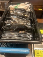 LOT OF SILVERWARE AND 2 PLASTIC HOLDERS