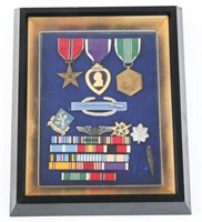 WWII US ARMY INTELLIGENCE OFFICER MEDALS PLAQUE