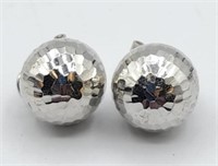 14k White Gold Jcm Disco Ball Pierced Earrings