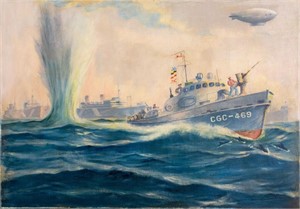 Marius Petersen Naval Scene Oil on Canvas