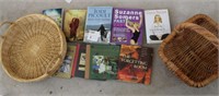 Miscellaneous Books and Two large baskets