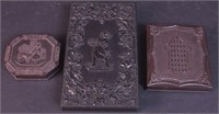 Three ambrotypes in ornate thermoplastic