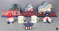 Starbucks Mugs & Patriotic Decor