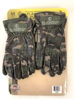 2 New Pair Plainsman Camo Leather Gloves Size M