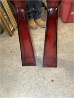 PAIR OF RED GLASS VASES, 21.5 IN TALL