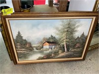 FRAMED OIL ON CANVAS OF MILL BY H. WILLON, 41.5 IN