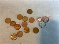 Wheat Pennies, 1949, 1964 Nickels & 1942 Dime