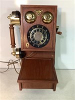 Wall Phone, Push Button Dial, Vintage Look, 17in T