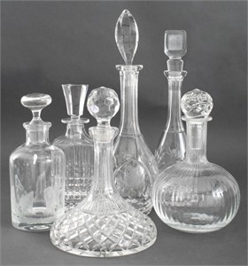 Cut and Etched Glassware Pieces, 8