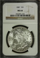 1887 Morgan Dollar NGC MS64