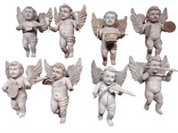 Set of 8 Wooden Angels with Musical Instruments