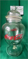 Glass Coca Cola Jar with lid 12”