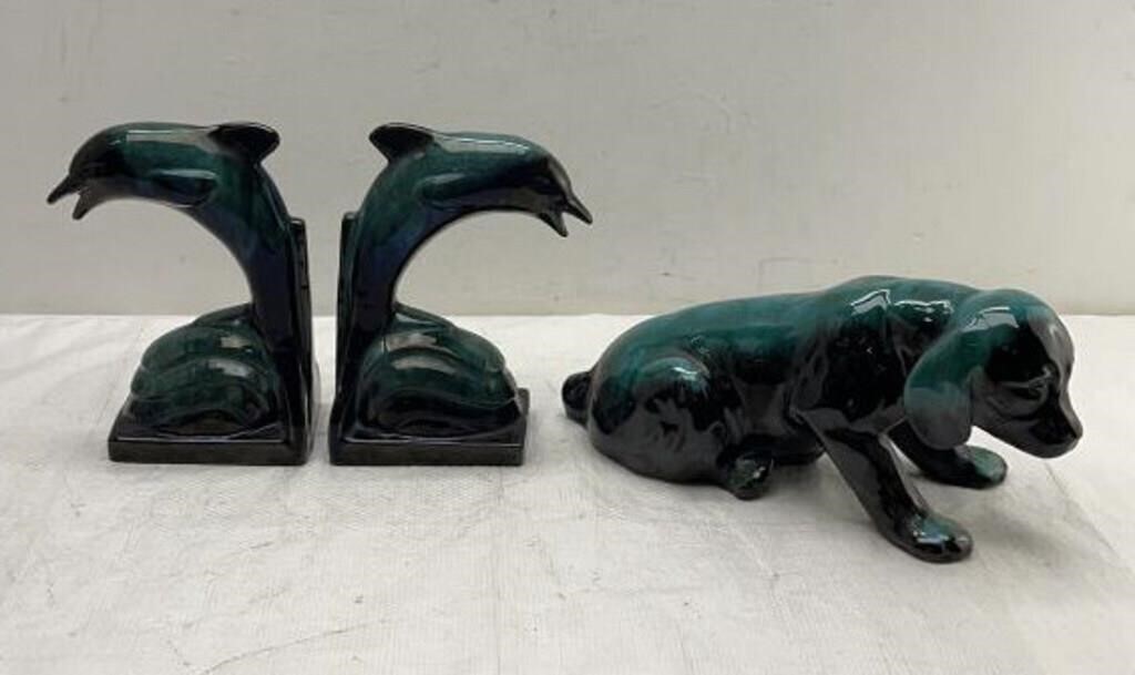 Blue Mountain Animal Bookends and Figurine