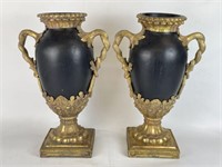 Pair of Gilt Accented Urns