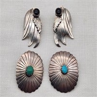 Signed Navajo Pierced Earrings (2 Pr)