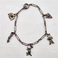 Silver Native American Charm Bracelet