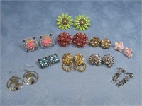 Ten Pair Of Earrings Costume Jewelry