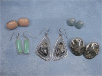 Five Assorted Sterling Silver & Stone Earrings