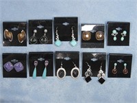 Ten Assorted Sterling Silver & Stone Earrings