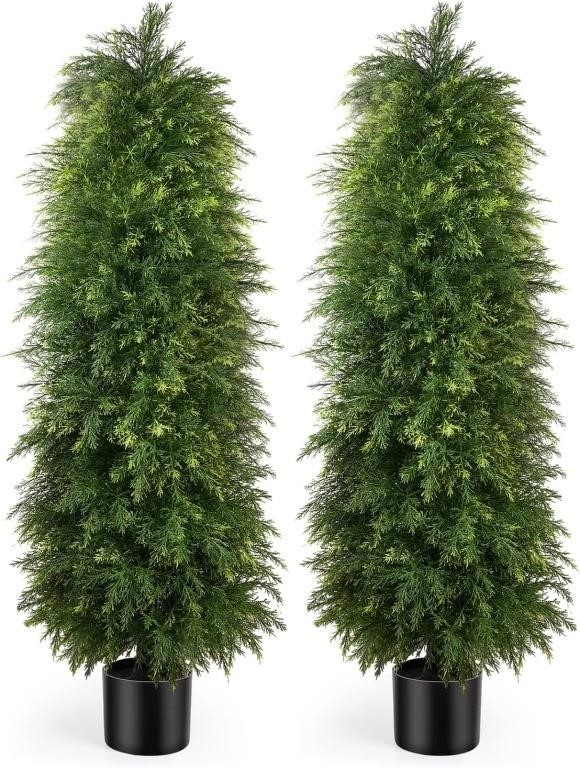 YEMMEN 2 Pack 5ft Artificial Cedar Topiary Trees