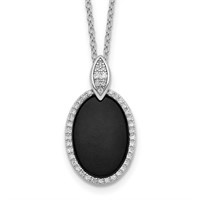 Sterling Silver Black Agate Crystal Necklace