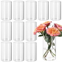 SUPMIND 12pcs Clear Cylinder Vases for Centerpiec