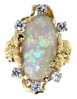 18kt Gold Natural Opal & Diamond Ring