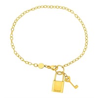 14k Gold Lock & Key "forever" Bracelet